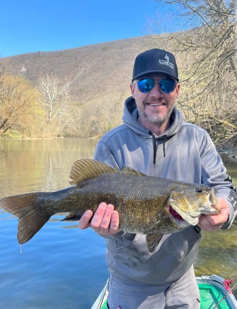 Josh Lambert with a 5+ pound citation North Fork of the Shenandoah smallie!